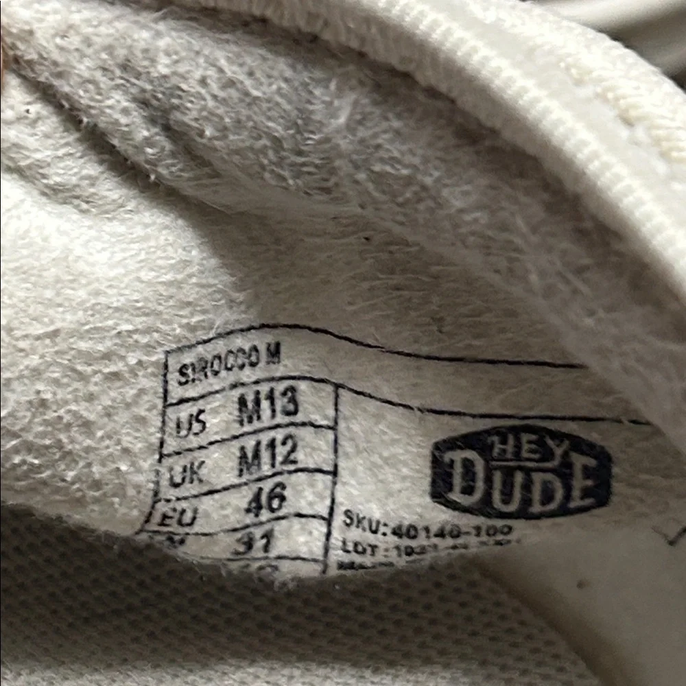 HEYDUDE MENS SIROCCO SLIP ON CASUAL SHUE WHITE SZ 13